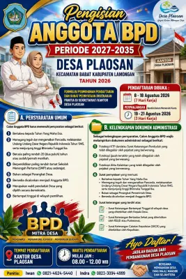 Resmi Dibuka, Panitia Pengisian BPD Desa Plaosan Undang Warga Desa untuk Mendaftar